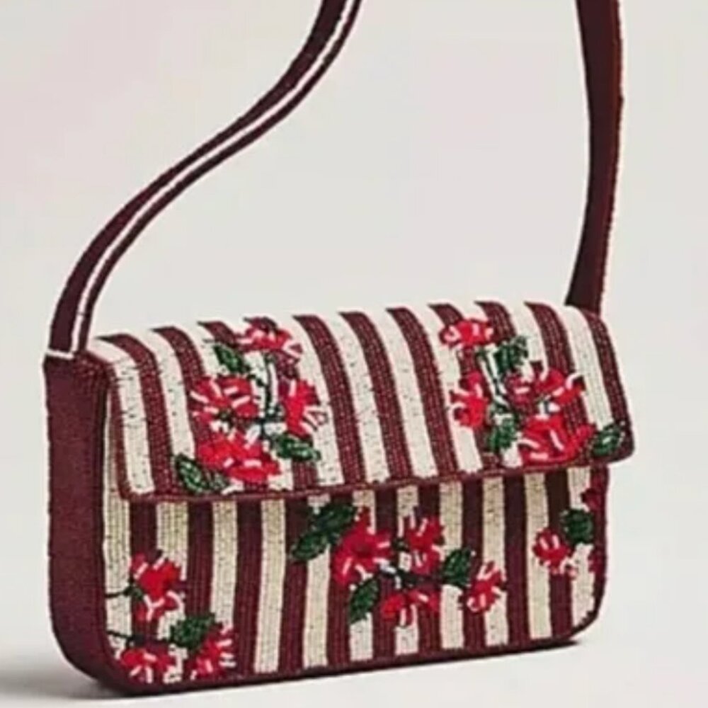 NWT Anthropologie The Fiona Beaded Bag: Floral Edition